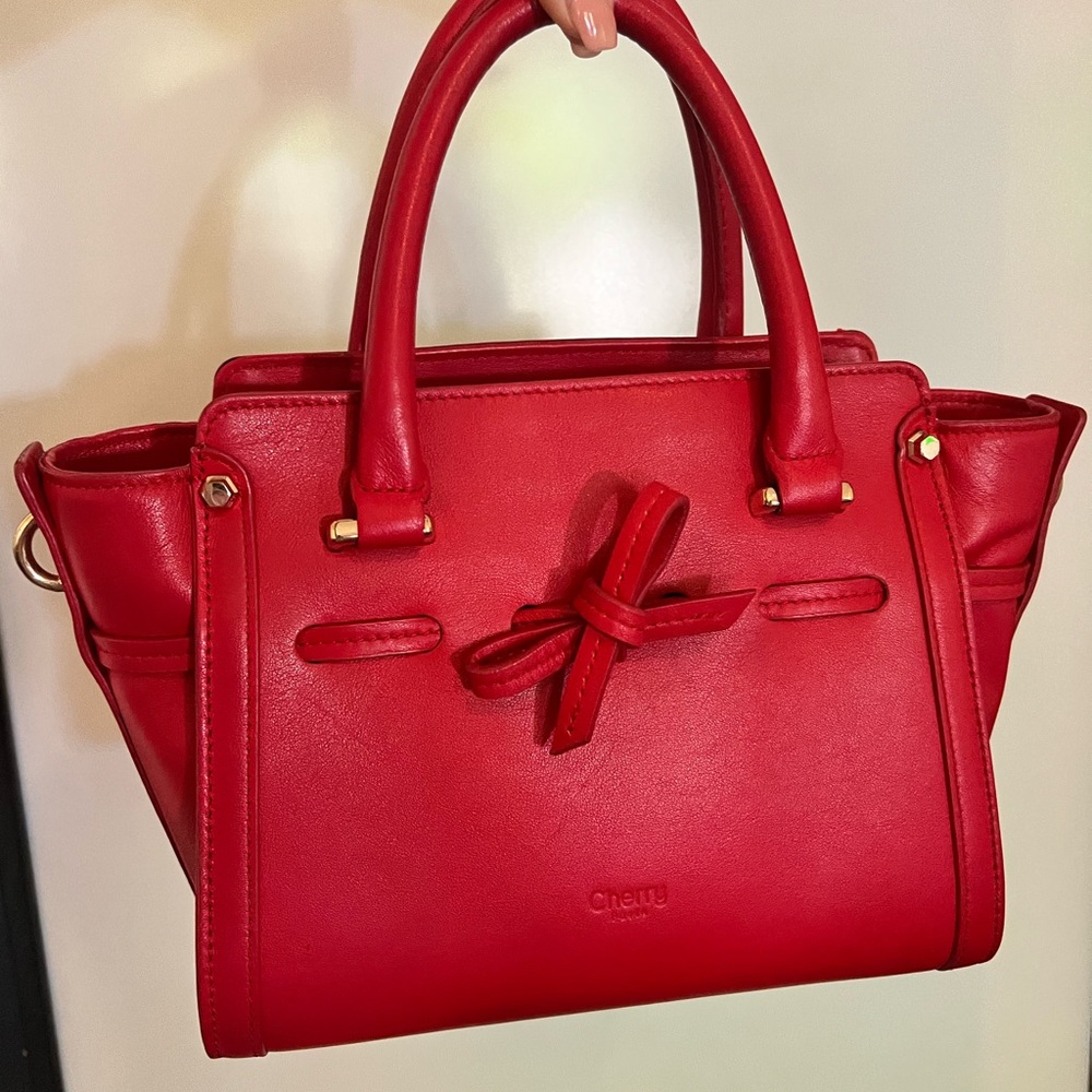 Cherry Paris ( cherry berry ) leather bag small with strap